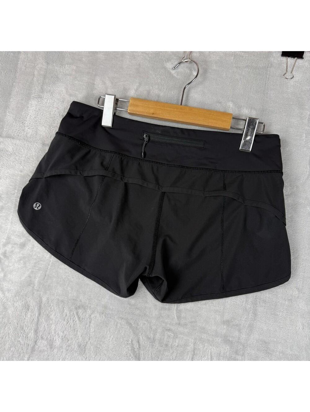 Lululemon Speed Up Shorts Women Size 6 Black Lined Athleisure Run Zip Pocket Gym